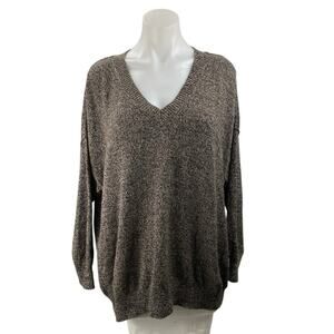 BCBGeneration Women's Gray V Neck Pullover Knit Long Sleeve Sweater Top Size M